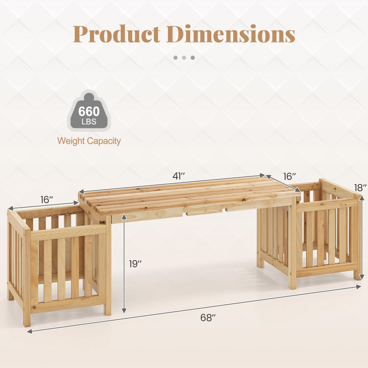 Giantex 2-in-1 Outdoor Bench with 2 Raised Garden Beds