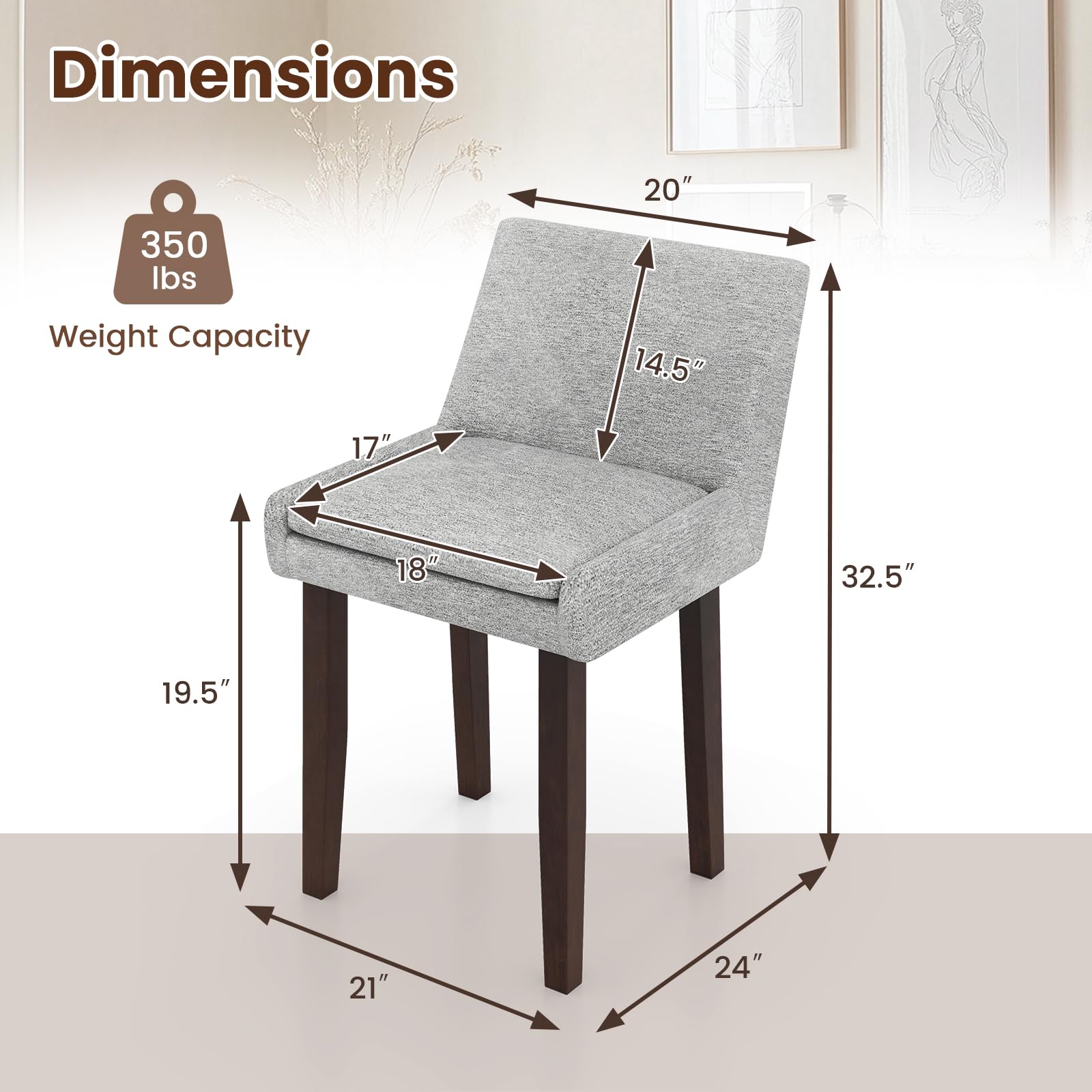 Giantex Linen Upholstered Accent Chairs w/Mid Back & Cushioned Seat