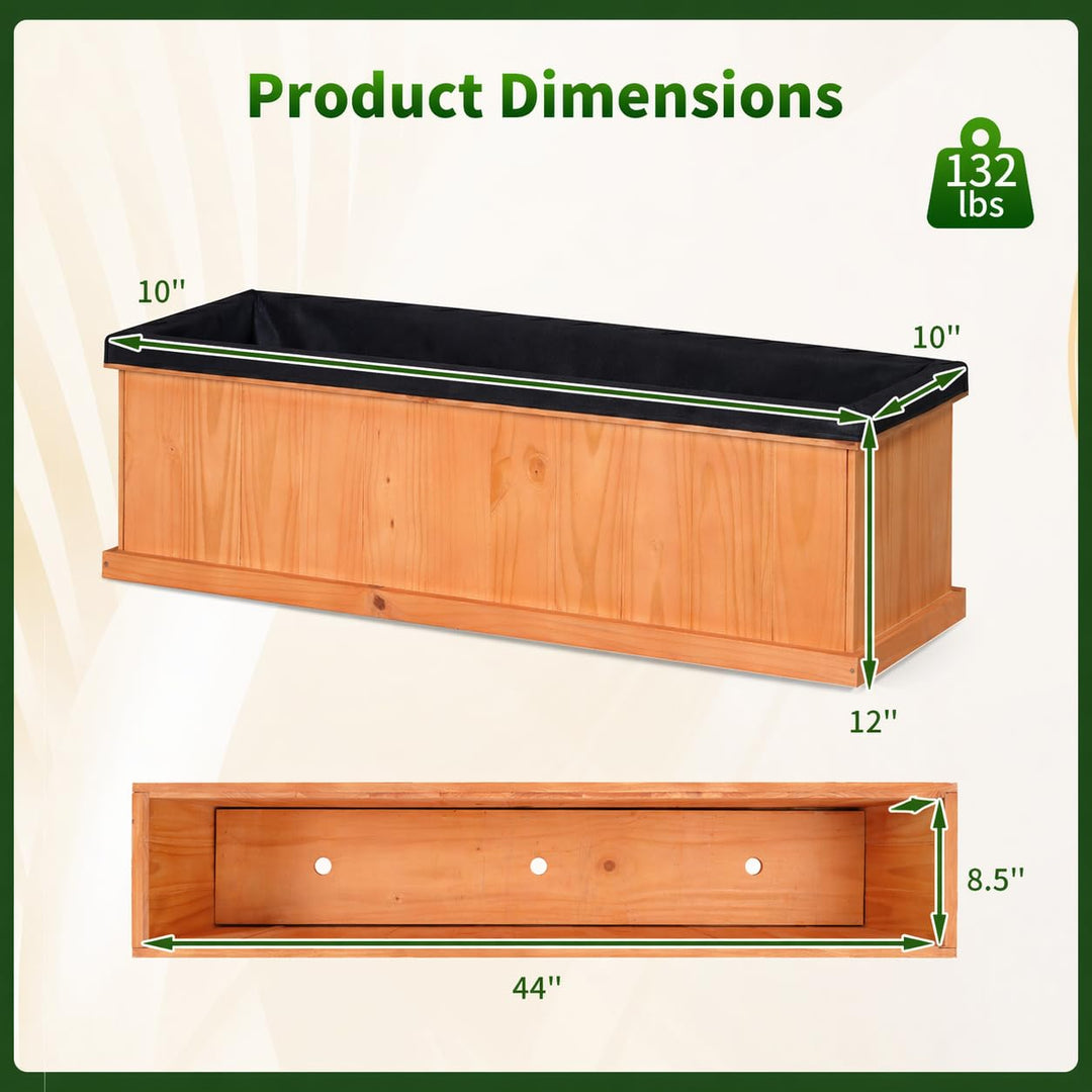 Giantex Raised Garden Bed with 3 Drainage Holes (44"x10"x12")