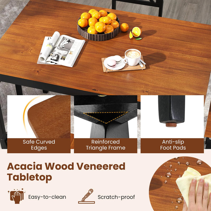 Giantex 5-Piece Dining Table Set Rectangular Kitchen Table & 4 Chairs with Rubber Wood Legs