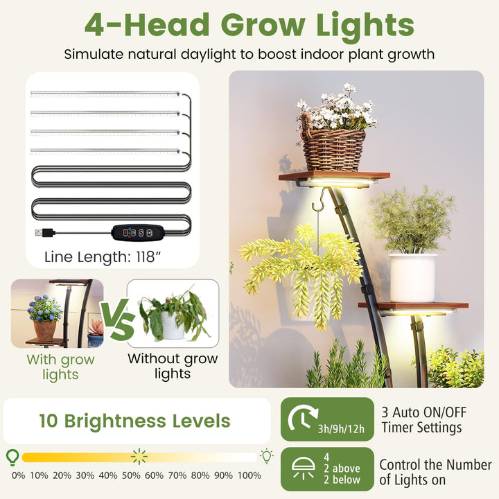 Giantex Plant Stand Indoor  8-Tier 62" Tall Corner Metal Plant Shelf for Multiple Plants