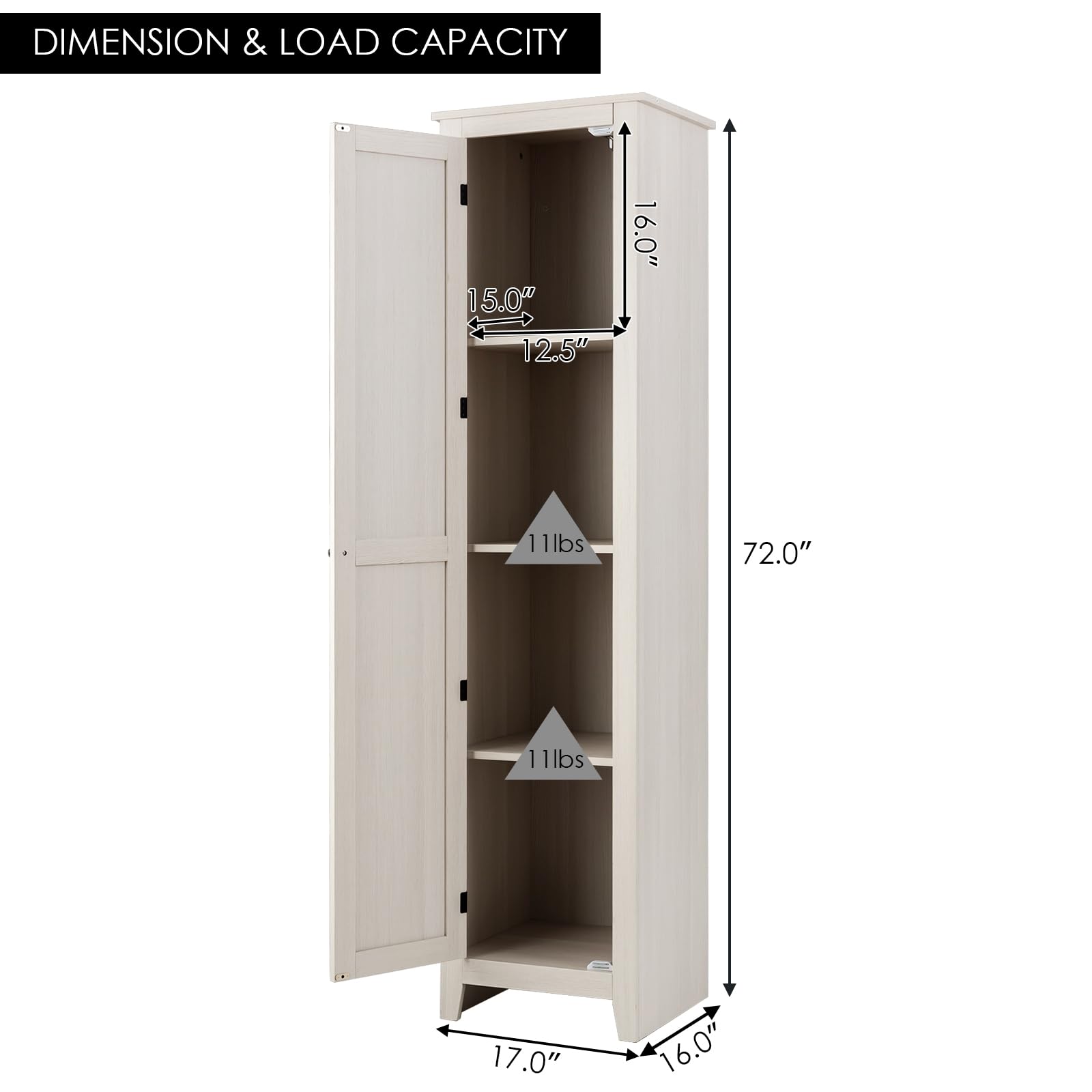 Giantex Tall Storage Cabinet Freestanding Floor Storage Tower with Four Shelves and Single Door