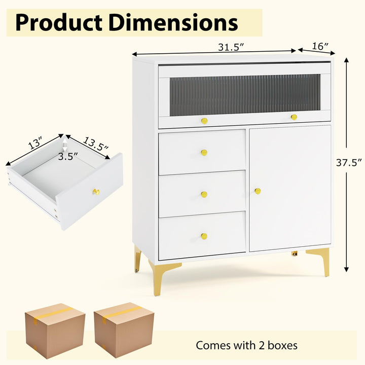 Giantex 3-Drawer Modern Storage Cabinet with 2 Doors