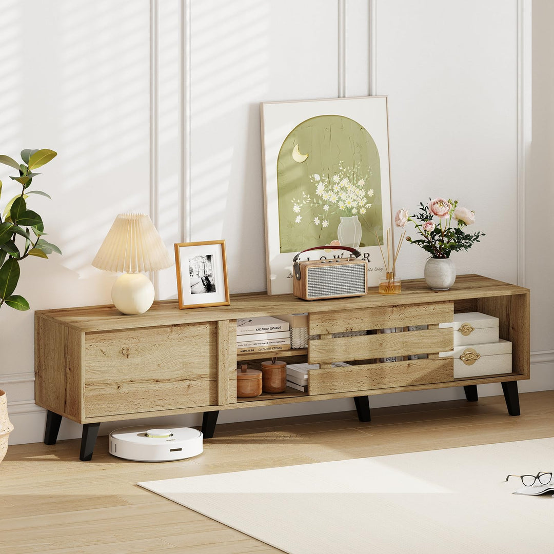 Giantex Mid Century Modern TV Stand for 65-80 Inch TV