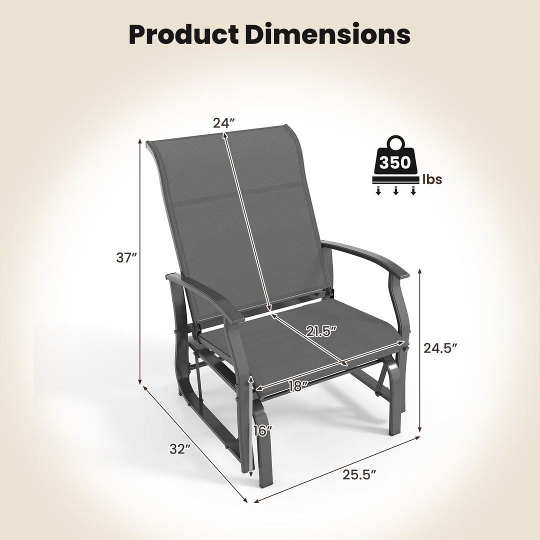 Giantex 2-Pack Outdoor Glider Rocking Chairs with Ergonomic Backrest & Seat