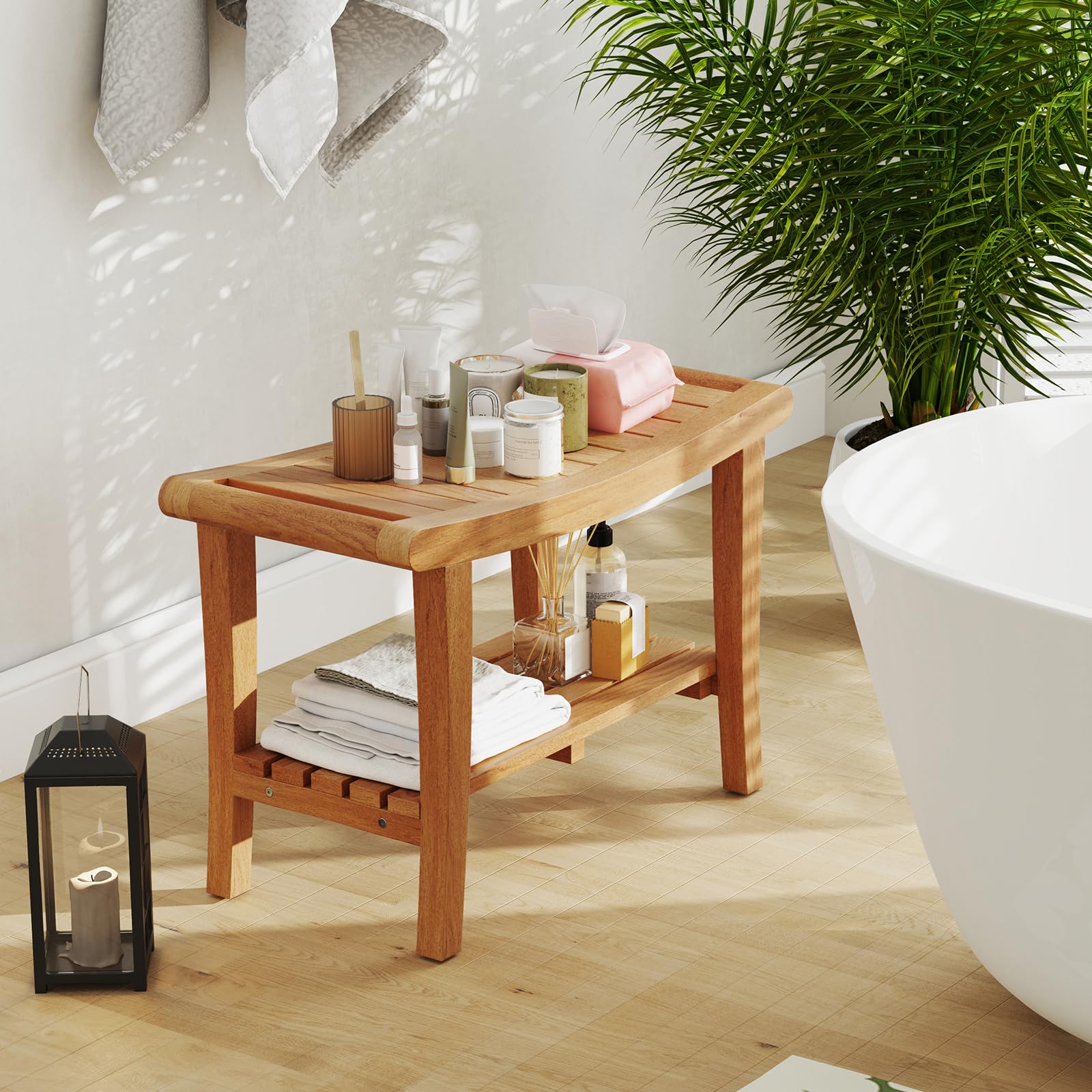 Giantex Teak Wood Shower Bench
