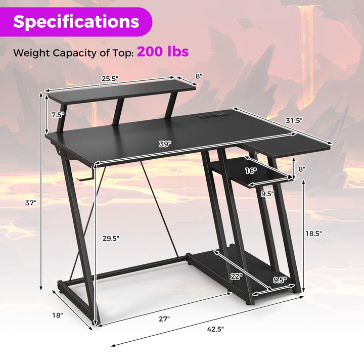 Giantex 39” L-Shaped Computer Desk with Power Outlets