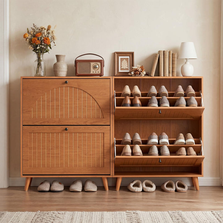 Giantex Shoe Storage Cabinet with 2 Flip Drawers