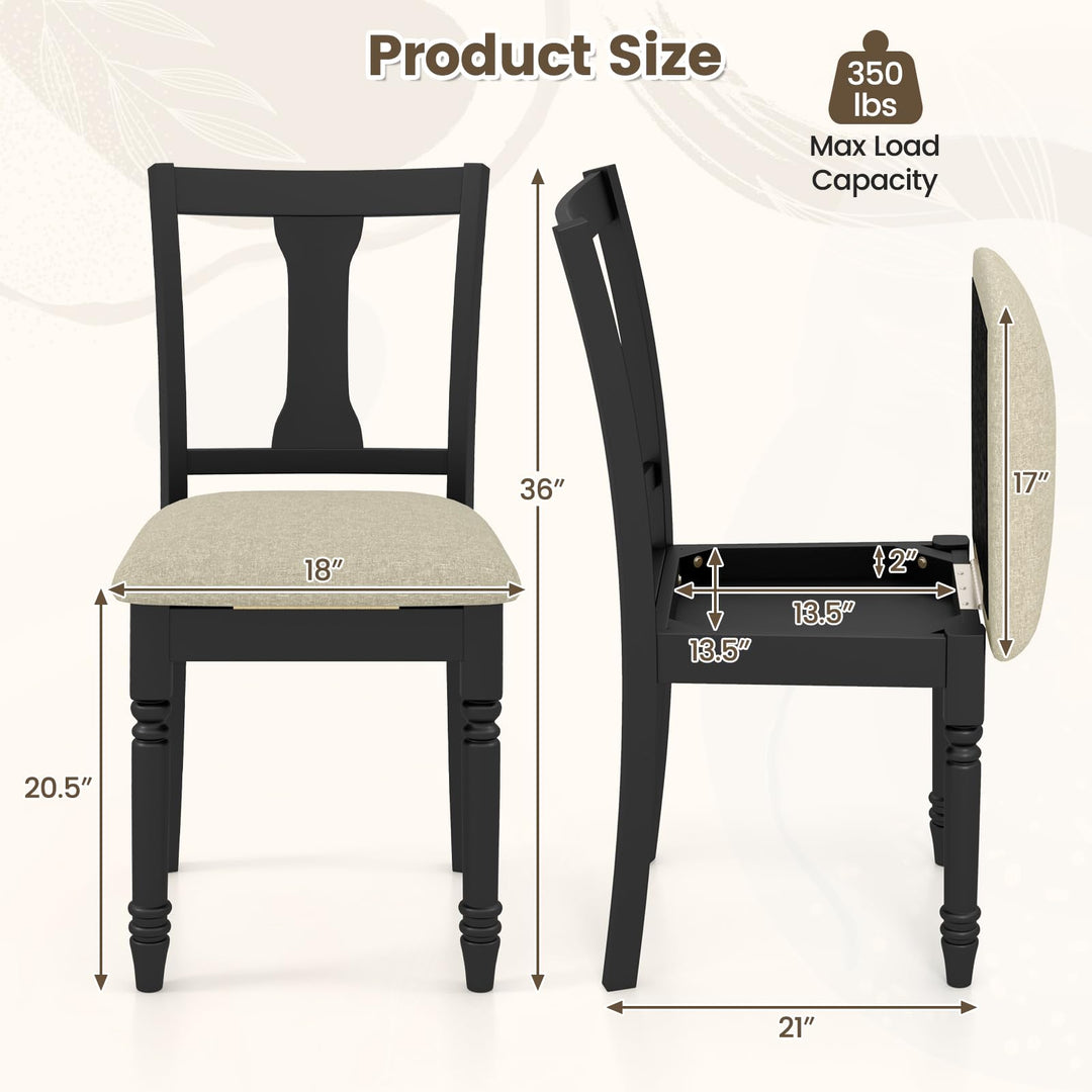 Giantex Wood Dining Chairs Set Farmhouse Dining Room Chair with Cushion Seat, Armless Wooden Dining Side Chairs