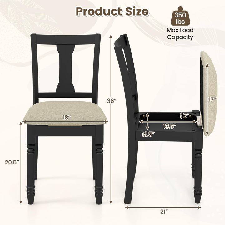 Giantex Wood Dining Chairs Set Farmhouse Dining Room Chair with Cushion Seat, Armless Wooden Dining Side Chairs