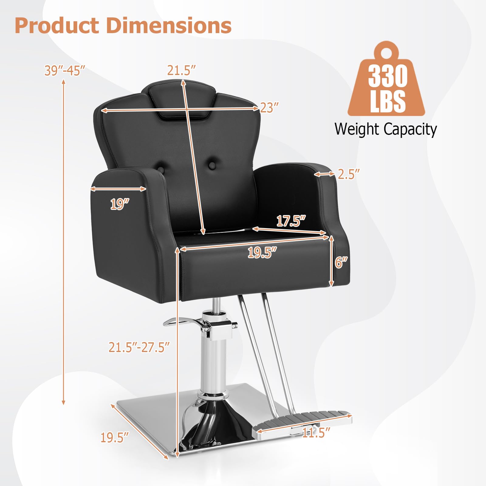 Giantex Barber Chair, Salon Chair with Adjustable Seat Height