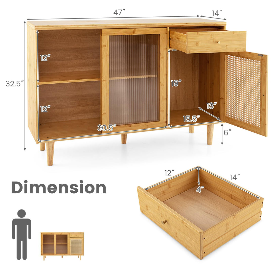 Giantex Sideboard, Bamboo Buffet Cabinet with Storage