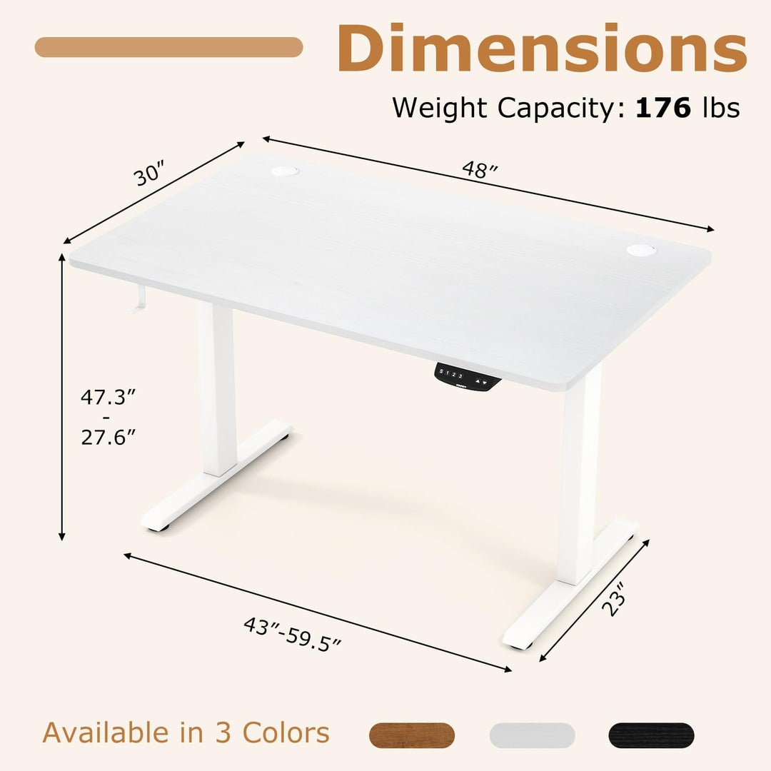 Giantex Electric Dual Motor Standing Desk | 48" x 30" Height Adjustable Sit Stand Computer Workstation w/3 Memory Height