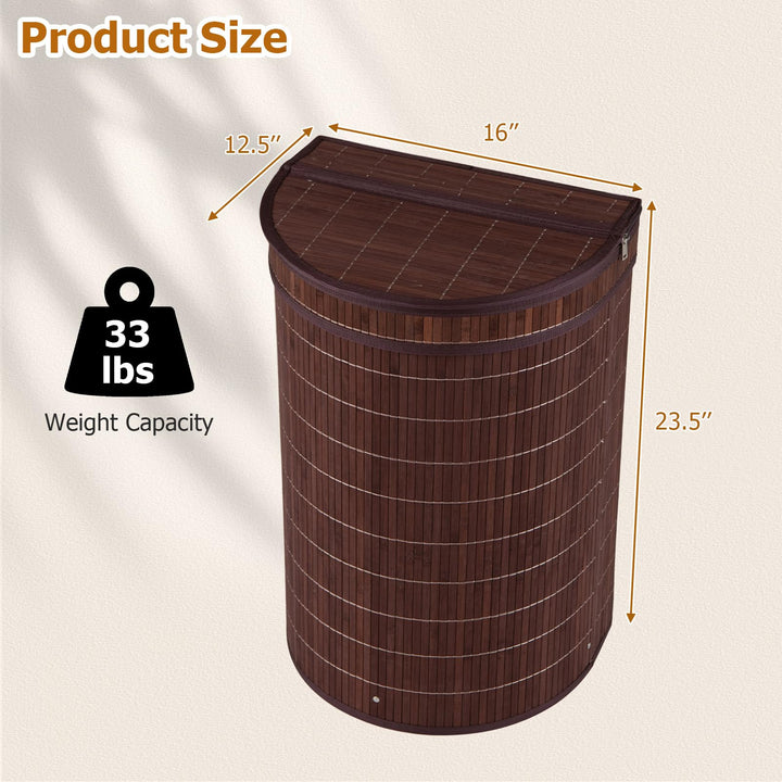 Giantex 16 Gal Bamboo Laundry Hamper with Zippered Lid