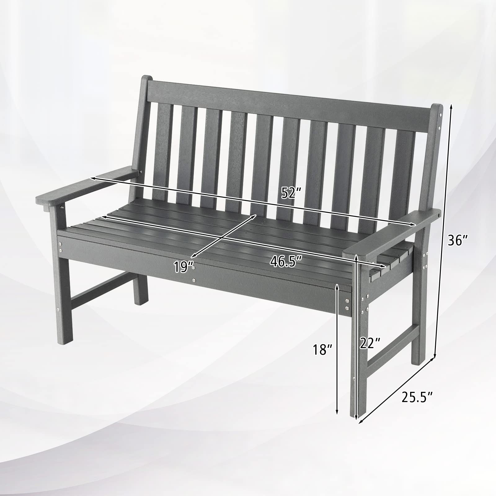 Giantex 52-Inch Outdoor Garden Bench - Outside Bench All-Weather HDPE Park Bench