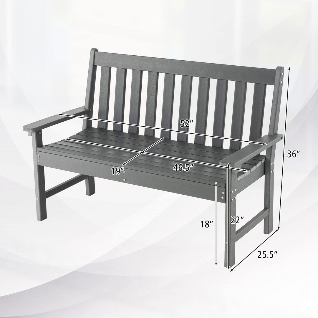 Giantex 52-Inch Outdoor Garden Bench - Outside Bench All-Weather HDPE Park Bench