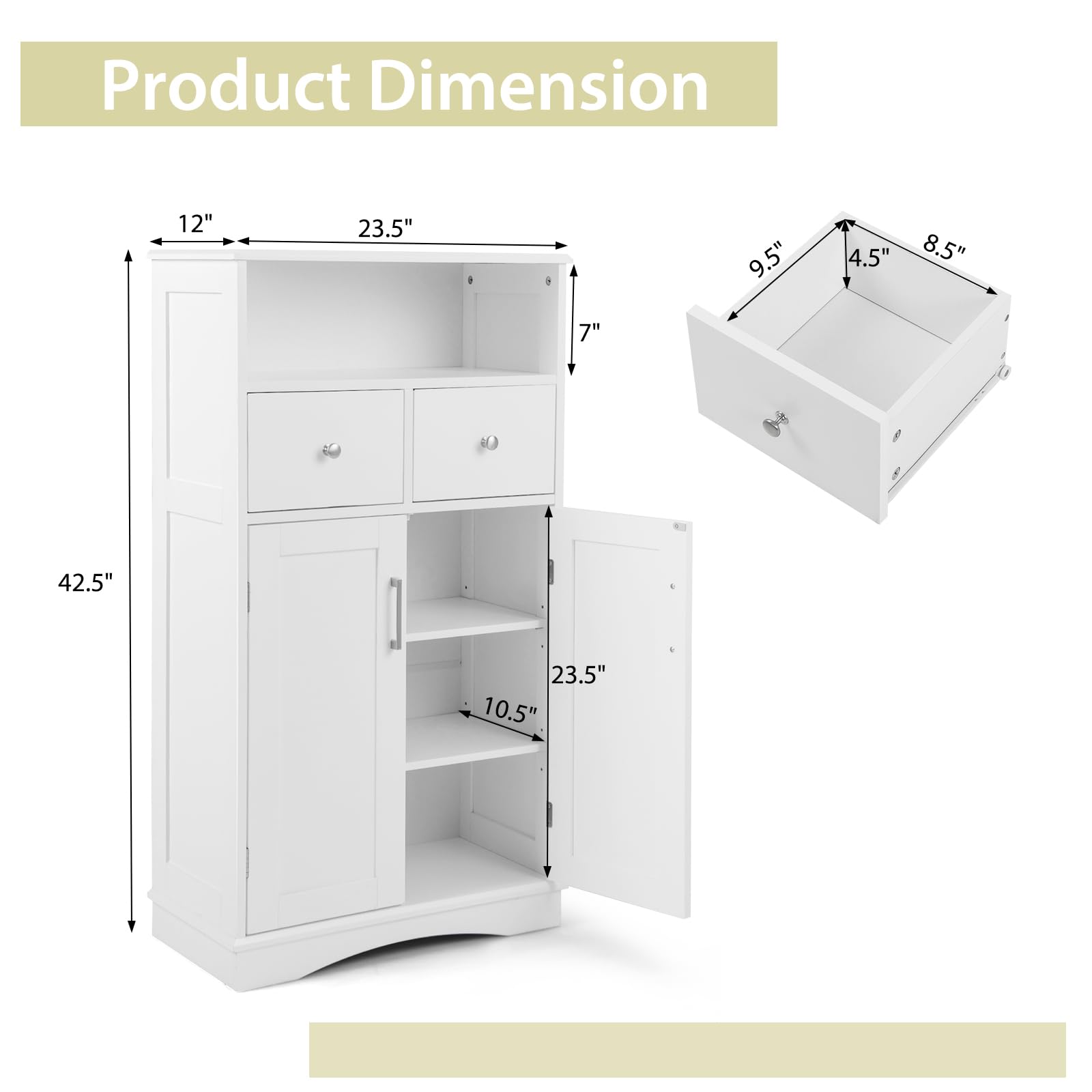 Giantex Bathroom Floor Storage Cabinet