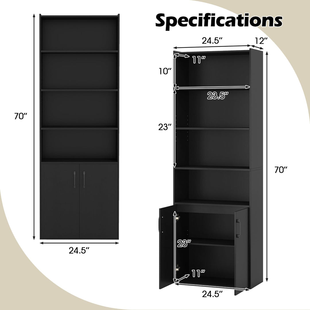 Giantex 70" Bookcase with 2 Doors
