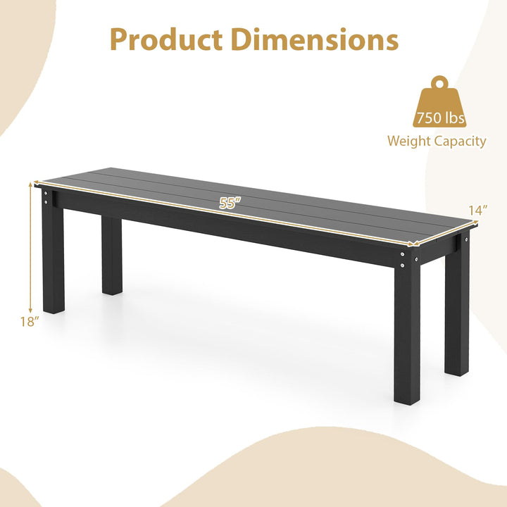 Giantex 55" HDPE Outdoor Bench 2-3 People Weatherproof Backless Patio Garden Bench