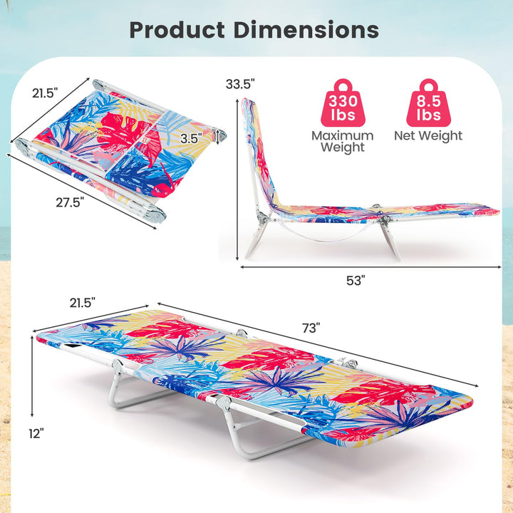 Giantex Patio Lounge Chair with 5-Position Carry Strap & Metal Frame