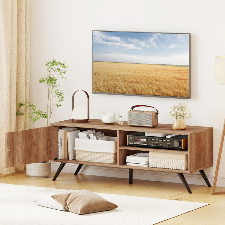 Giantex Mid-Century Modern Entertainment Center with Storage Cabinet