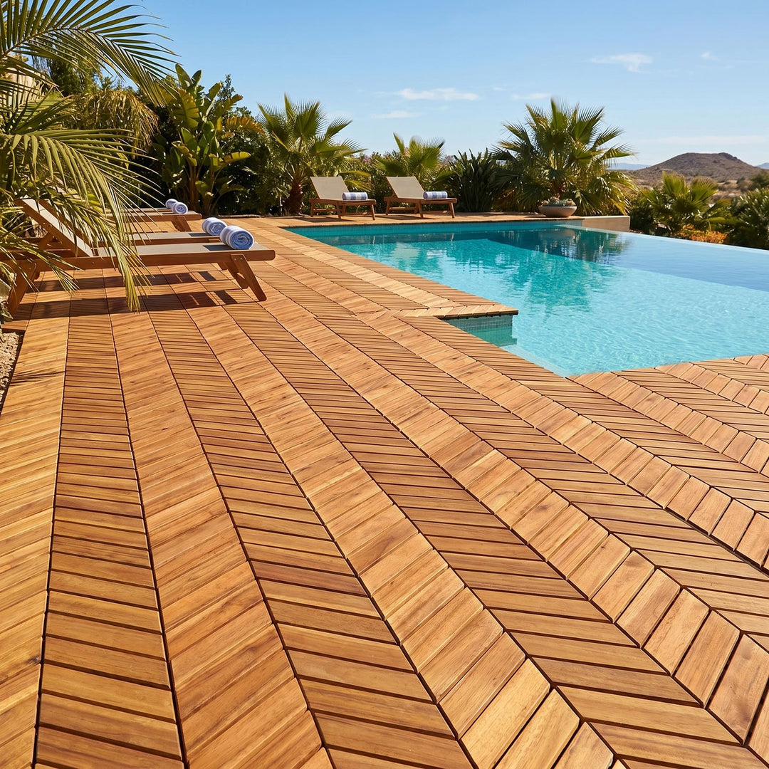 Giantex 30 PCS Interlocking Patio Flooring Tiles with Drainage Base
