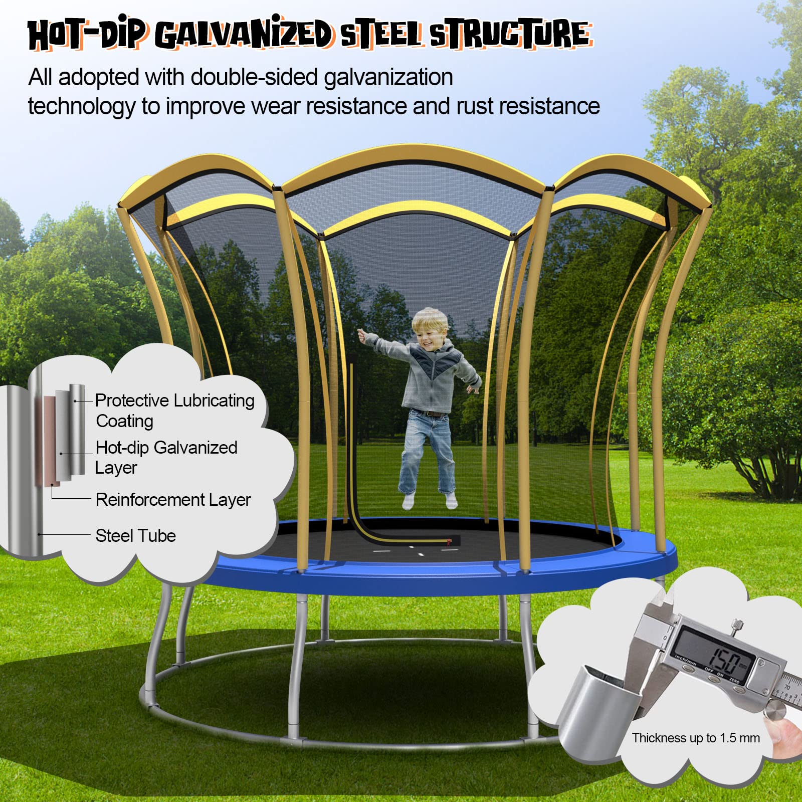 Giantex 8 FT 10 FT Trampoline, ASTM Certified Recreational Trampolines with Net, Galvanized Steel Frame