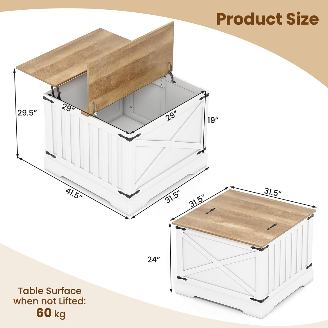 Giantex 31.5" Square Wood Center Table with Large Hidden Storage Compartment & Hinged Lift Top
