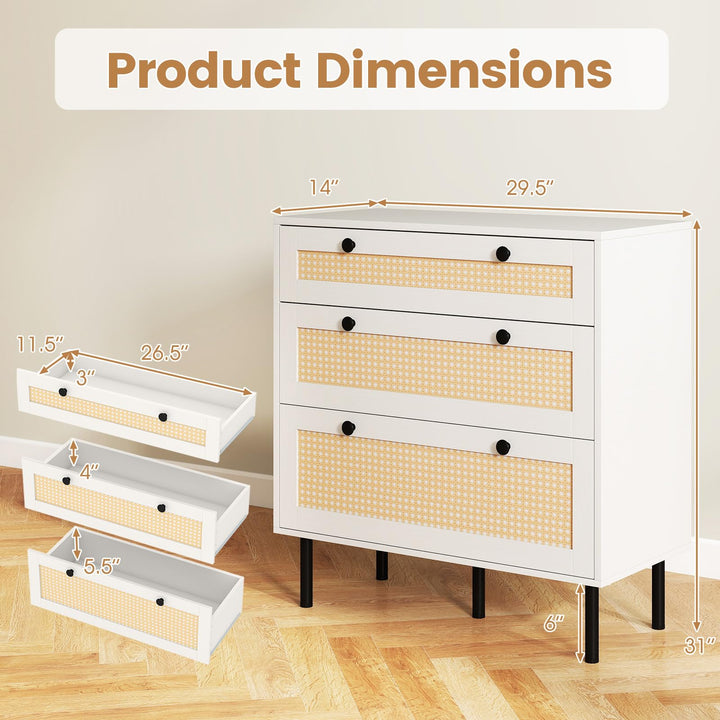 Giantex 3 Drawer Dresser for Bedroom - Closet Chest Organizer with Anti-toppling Device