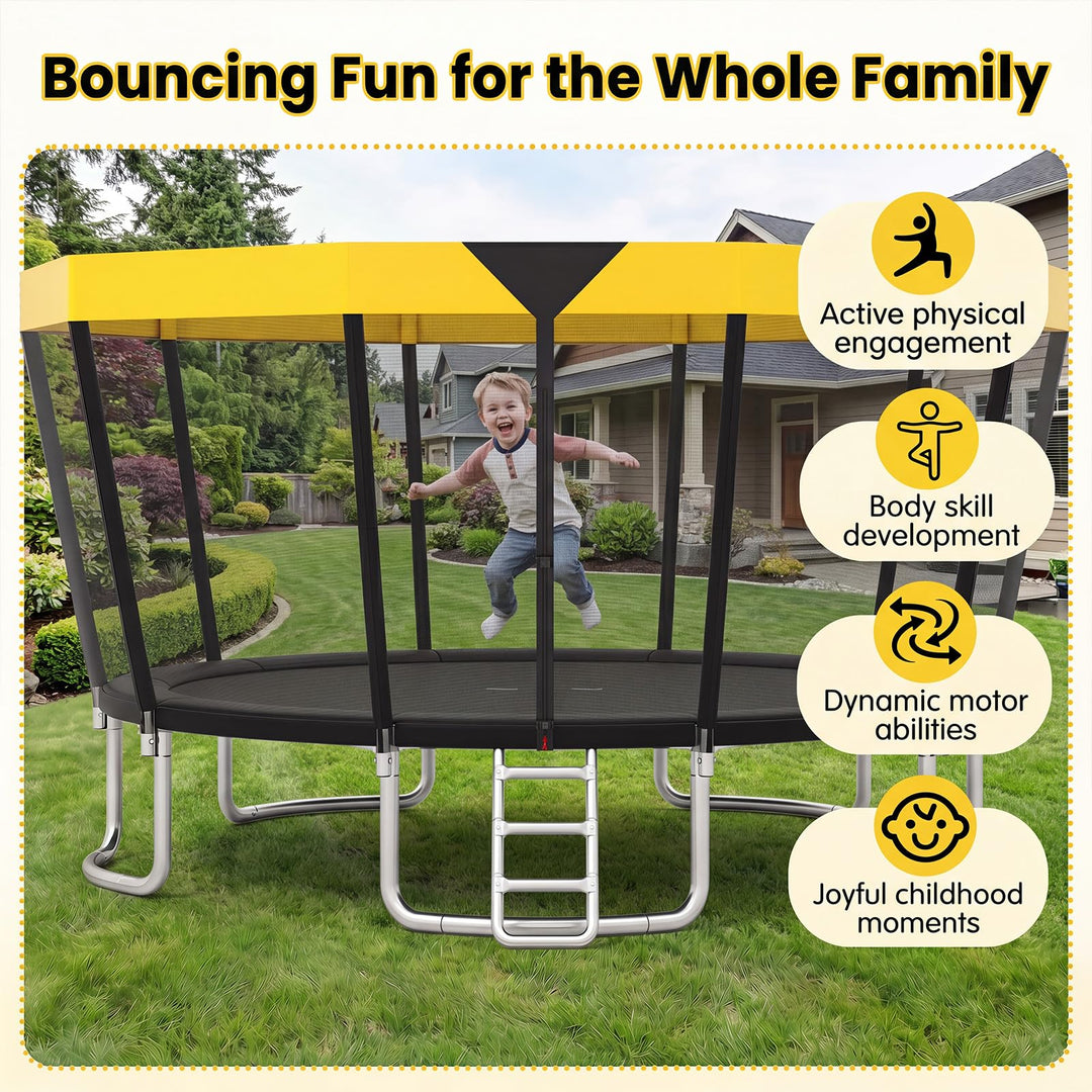 Giantex ASTM Approved Recreational Trampoline with Safety Enclosure Net &amp; Non-Slip Ladder