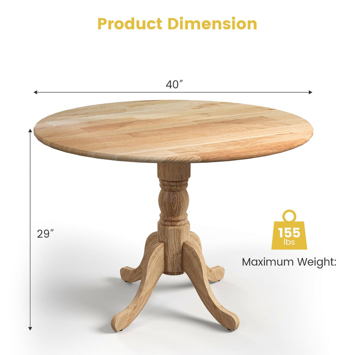 Giantex Wooden Dining Table, Dining Table with 40" D Round Tabletop & Curved Trestle Legs