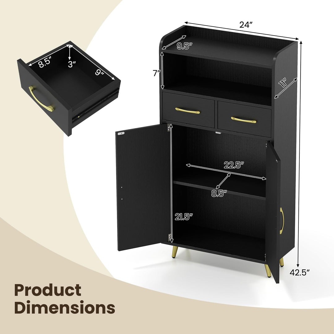 Giantex Freestanding Bathroom Storage Cabinet with 2 Drawers and 2 Doors