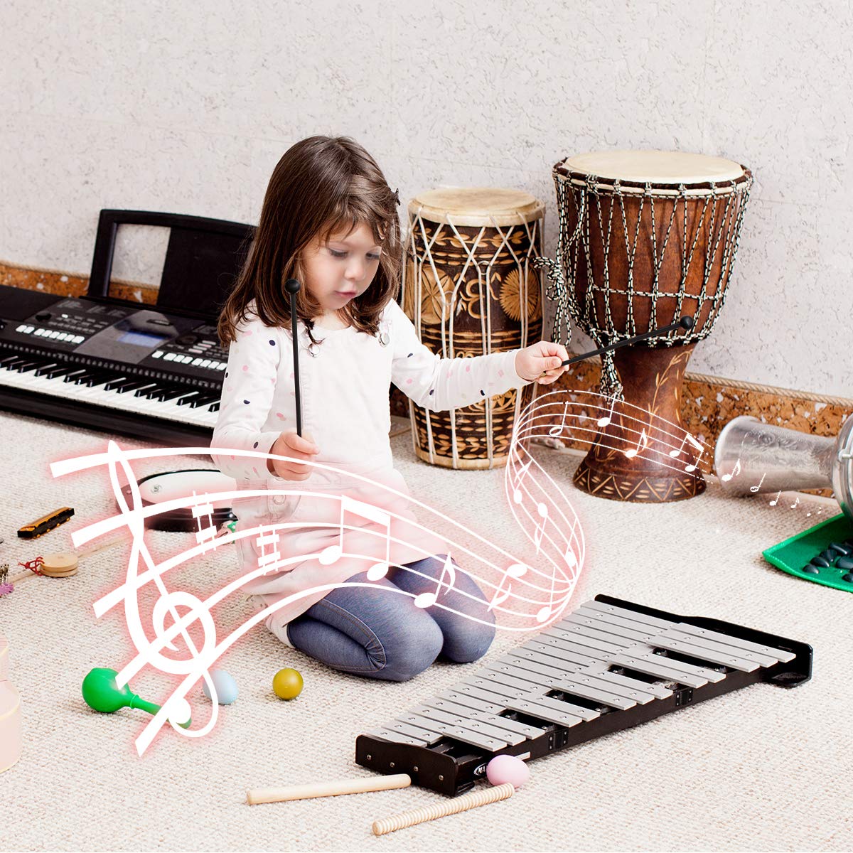 Giantex Percussion Glockenspiel Bell Kit 30 Notes