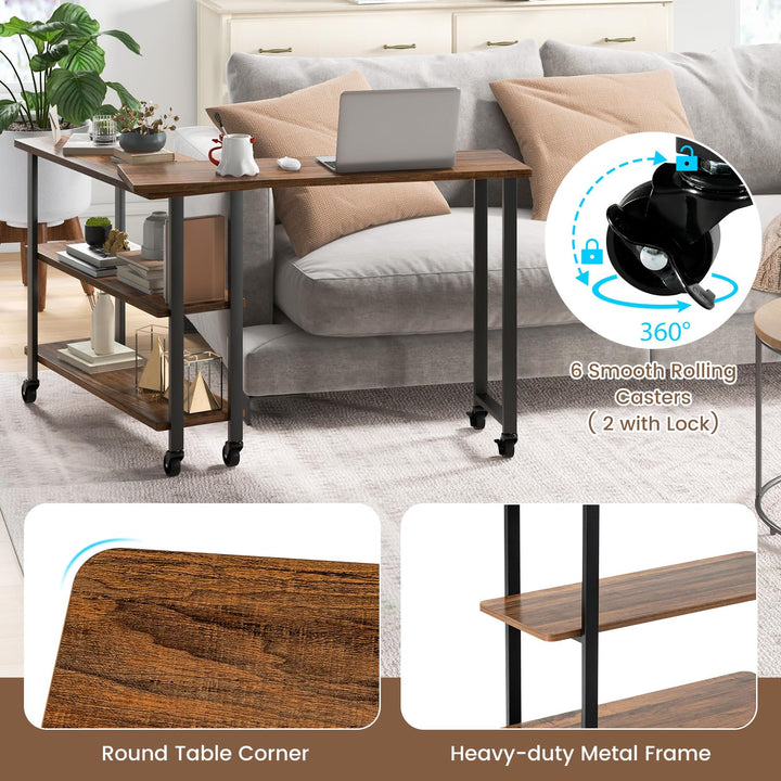 Giantex 360° Free Rotating Sofa Side Table