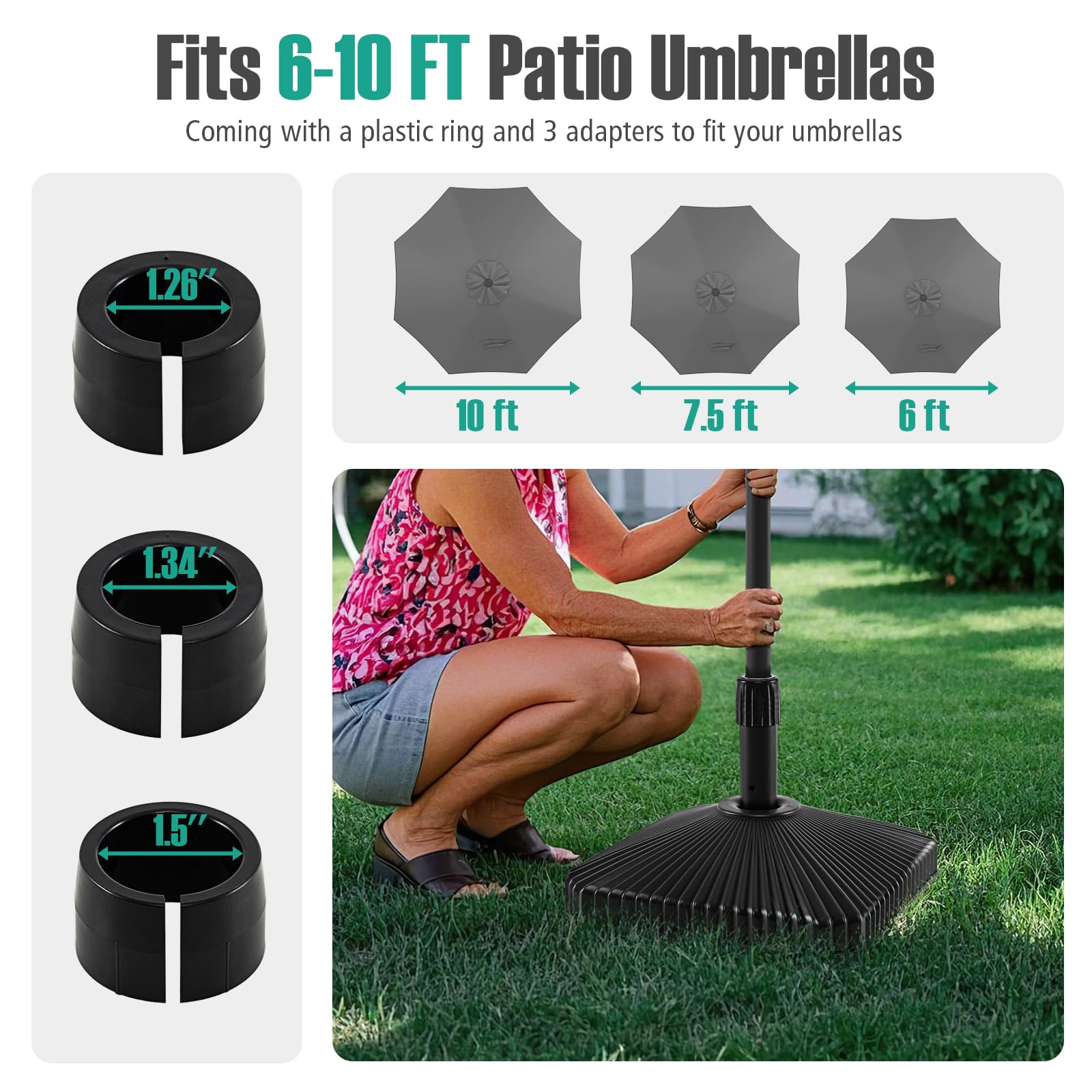 Giantex 44 lbs HDPE Square Fillable Umbrella Base