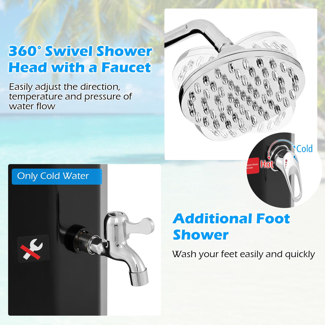 Giantex 7.5 FT 15.9 Gallon Solar Heated Outdoor Shower