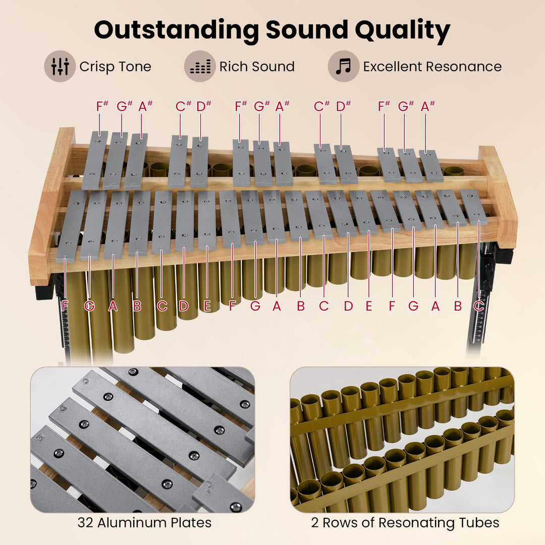 Giantex 32 Note Glockenspiel Marimba with Adjustable Stand &amp; Wheels