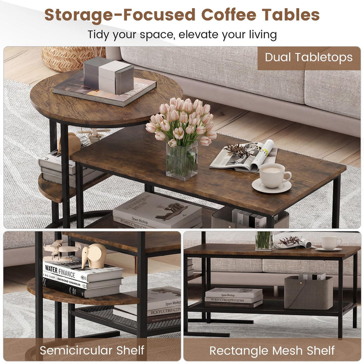 Giantex Nesting Coffee Table Set of 2 Detachable Rectangular Table
