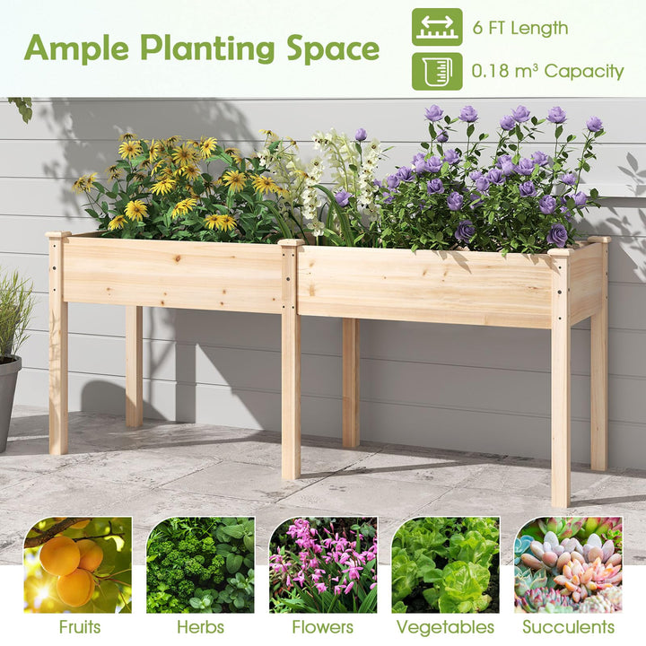 73"x23"x30" Elevated Wood Planter Box with Legs