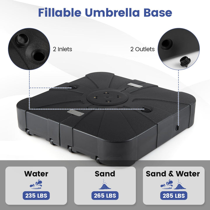 Giantex 285 lbs Cantilever Umbrella Base Sand & Water Fillable