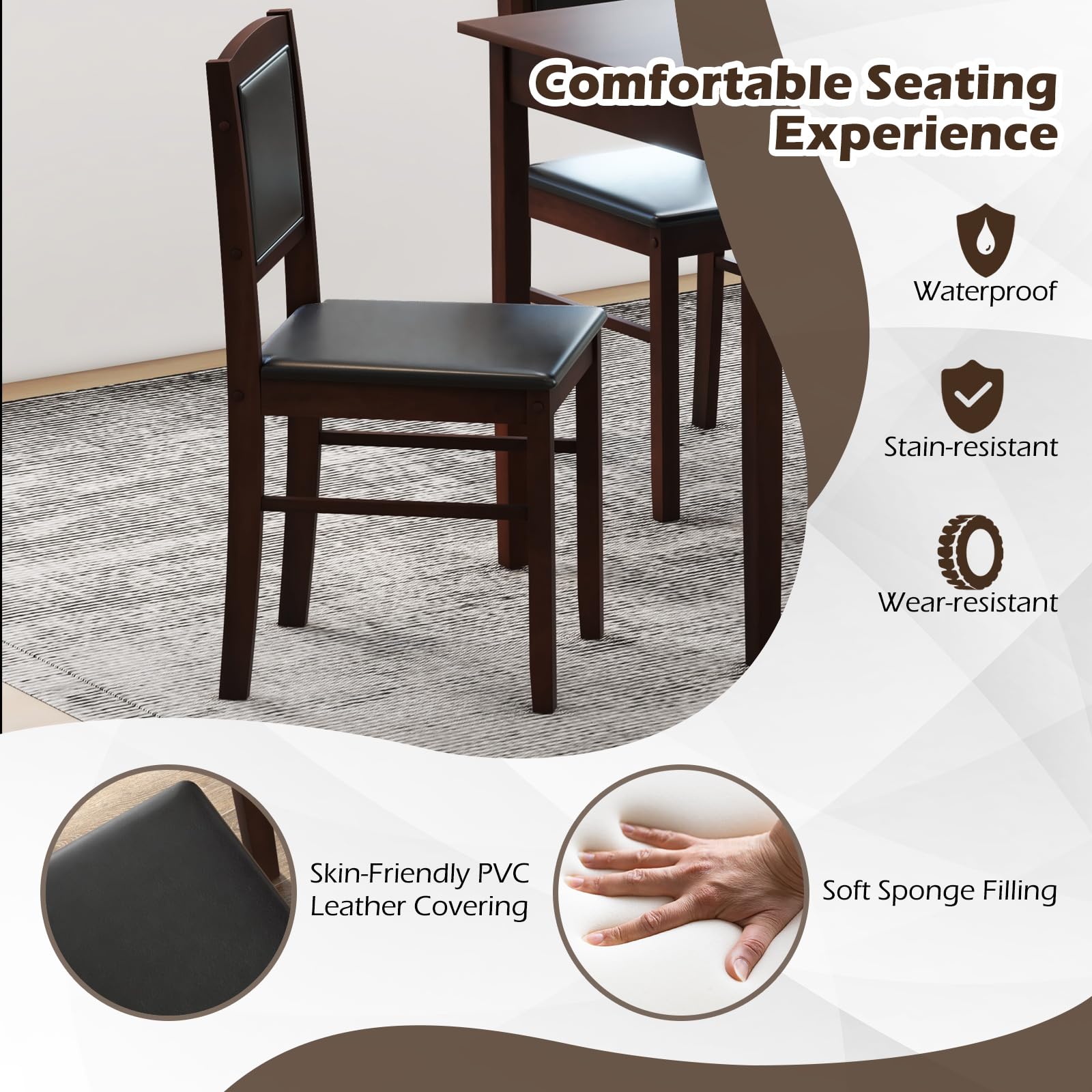 Giantex 5-Piece Dining Table Set for 4 - Breakfast Nook Table Set with Kitchen Table