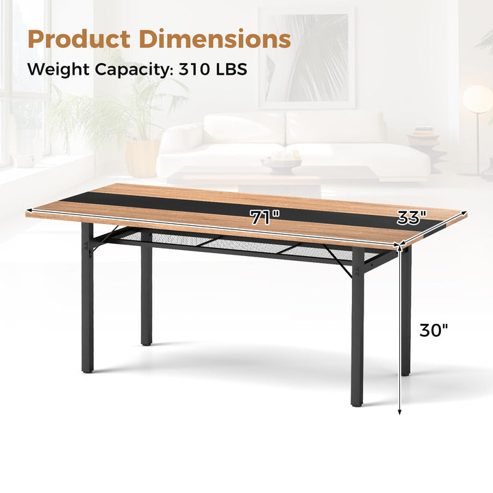 Giantex 71" Dining Table for 6-8 People with Heavy-Duty Metal Frame Storage Rack