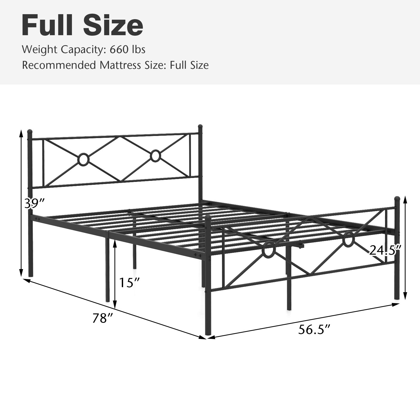 Giantex Full/Queen Size Metal Platform Bed Frame with Vintage Headboard and Footboard