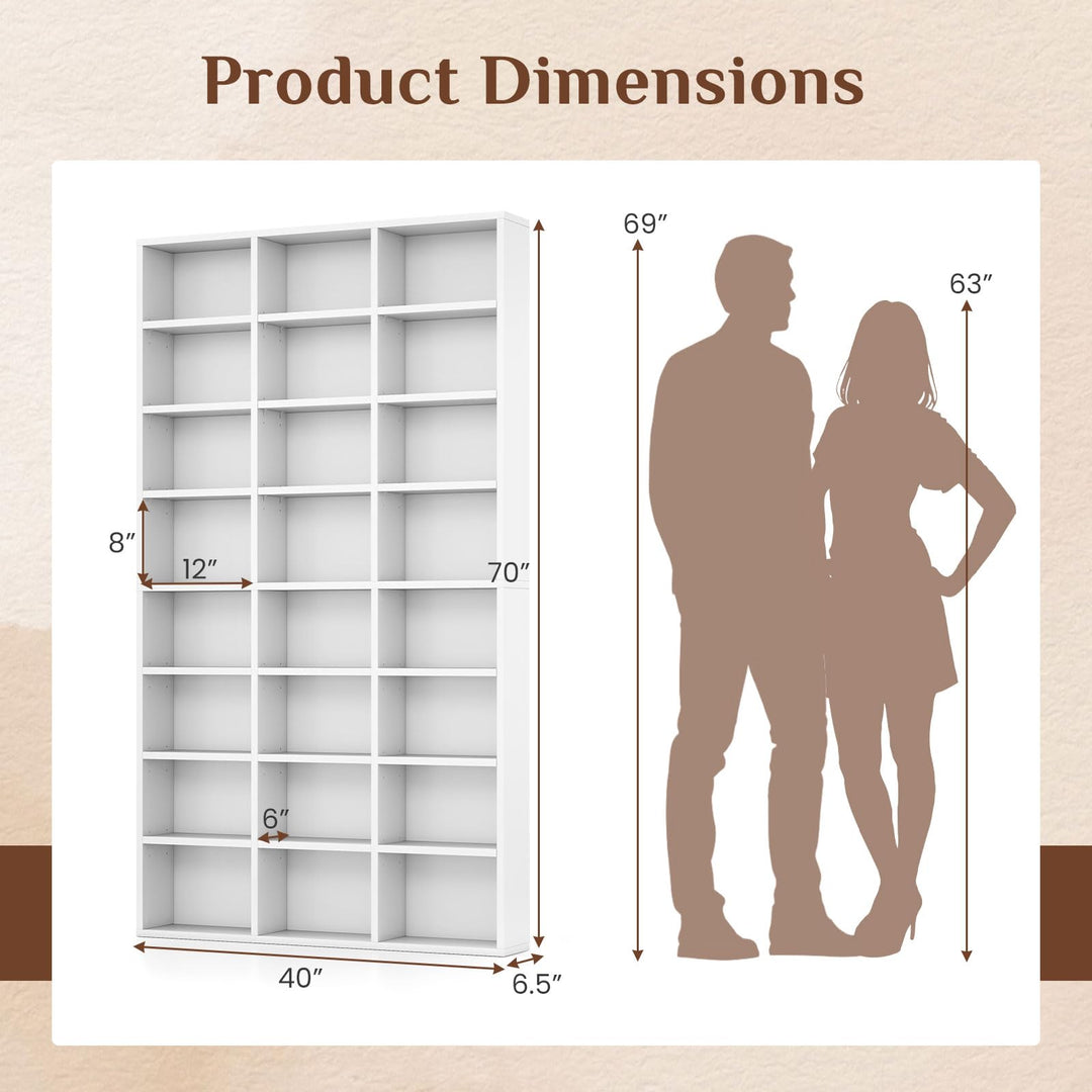 Giantex 70" Tall 8-Tier Large Bookcase with 24 Open Cube &amp; 18 Adjustable Display Storage Shelves