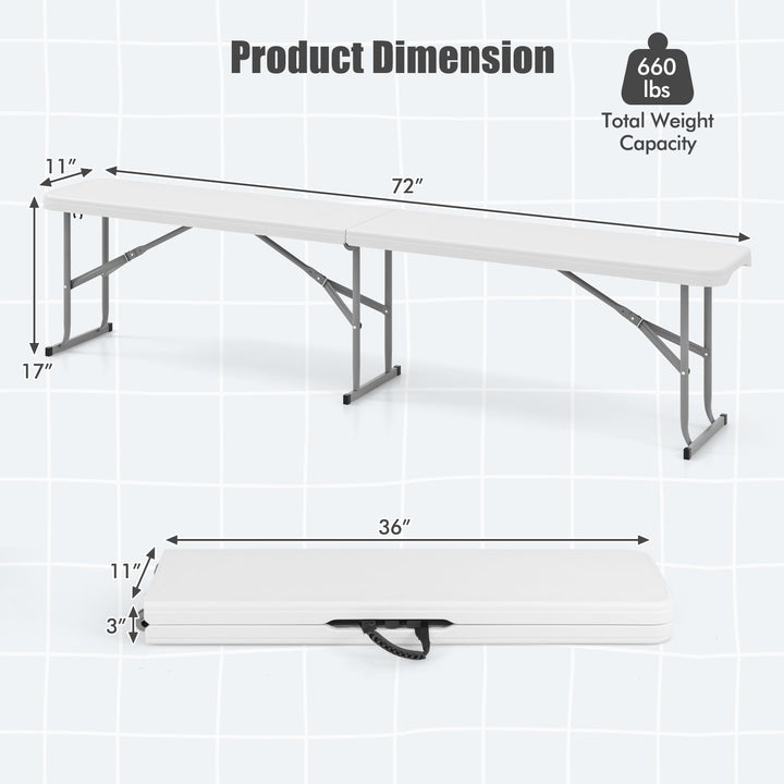 Giantex 6 Feet Plastic Folding Bench, Portable Picnic Seat for BBQ Party Camping Dining, HDPE Top