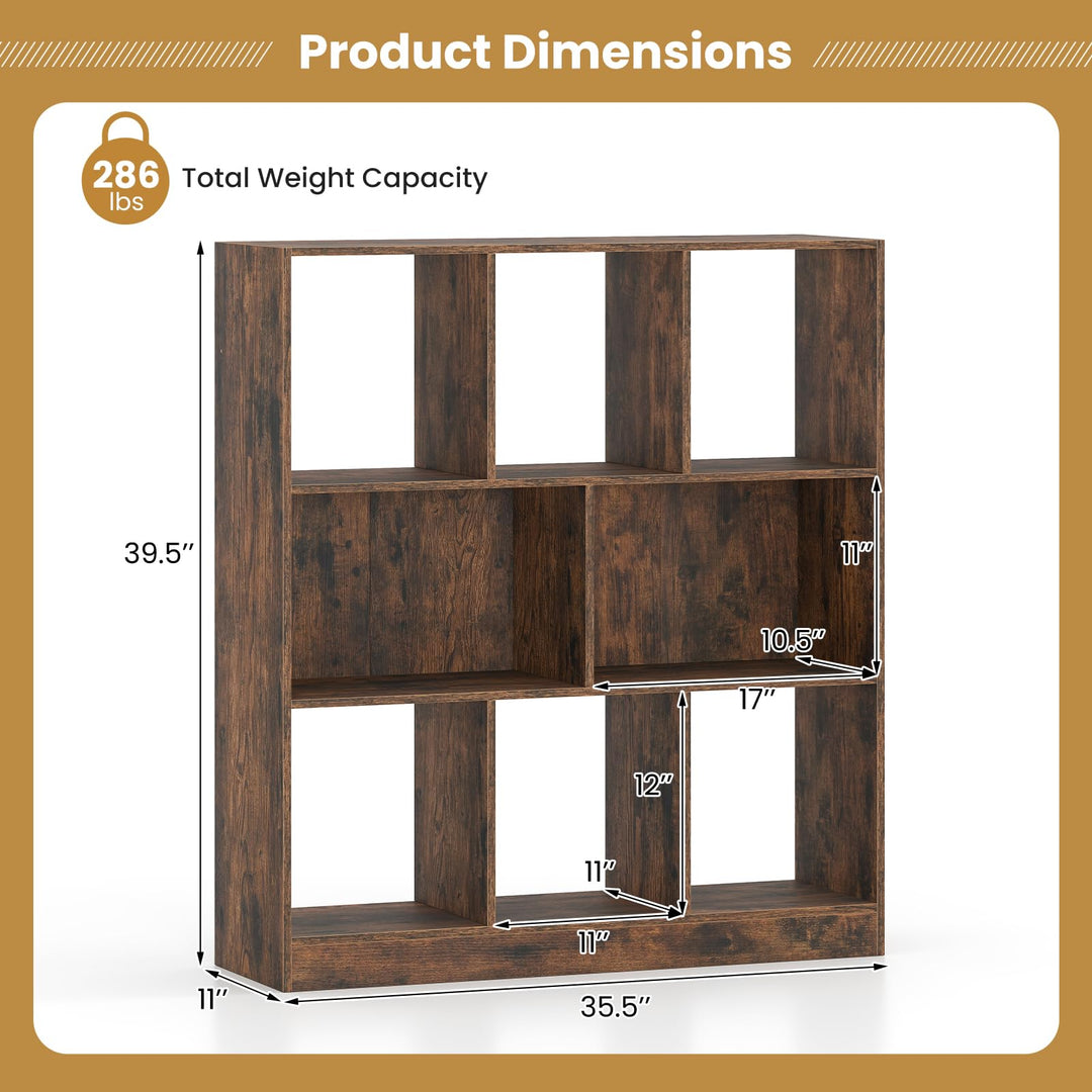 GIANTEX 8-Cube Bookcase Wooden Decorative Cubby Storage Organizer with Anti-Toppling Kits