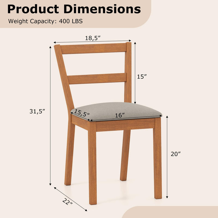 Giantex Wooden Dining Chairs Set of 2/4 Farmhouse Upholstered Kitchen Chairs with Rubber Wood Legs & Fabric Padded Seat