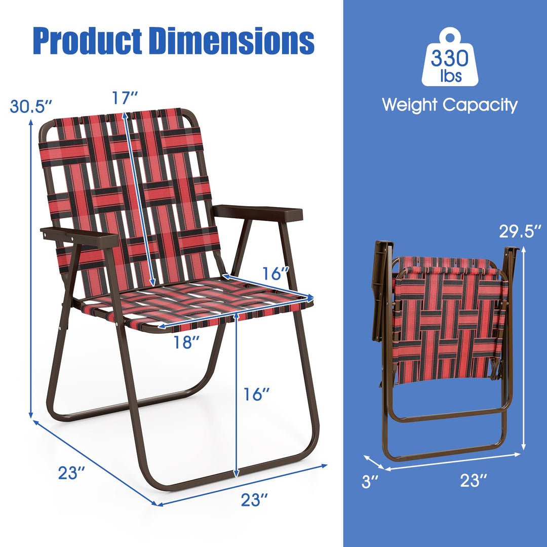 Giantex Lightweight Folding Camping Chairs, 330 LBS Beach Chairs with Armrests