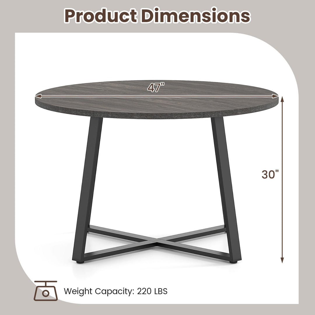 Giantex 47-inches Round Dining Table with Metal Pedestal Base