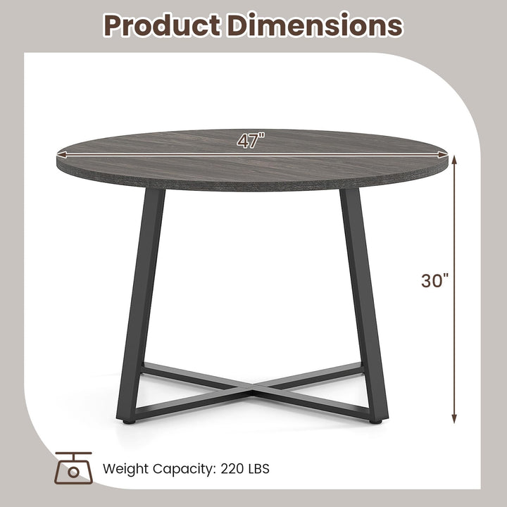 Giantex 47-inches Round Dining Table with Metal Pedestal Base